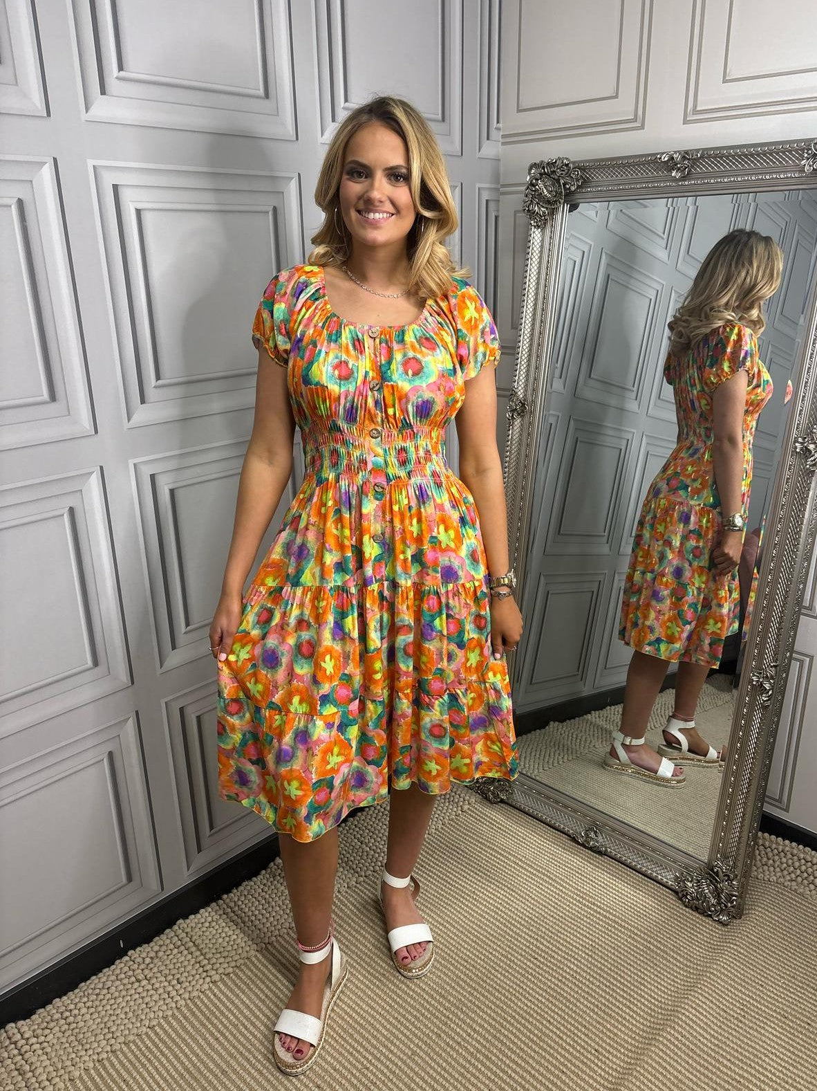 Our Summer orange blossom- Bright Orange Floral Dress