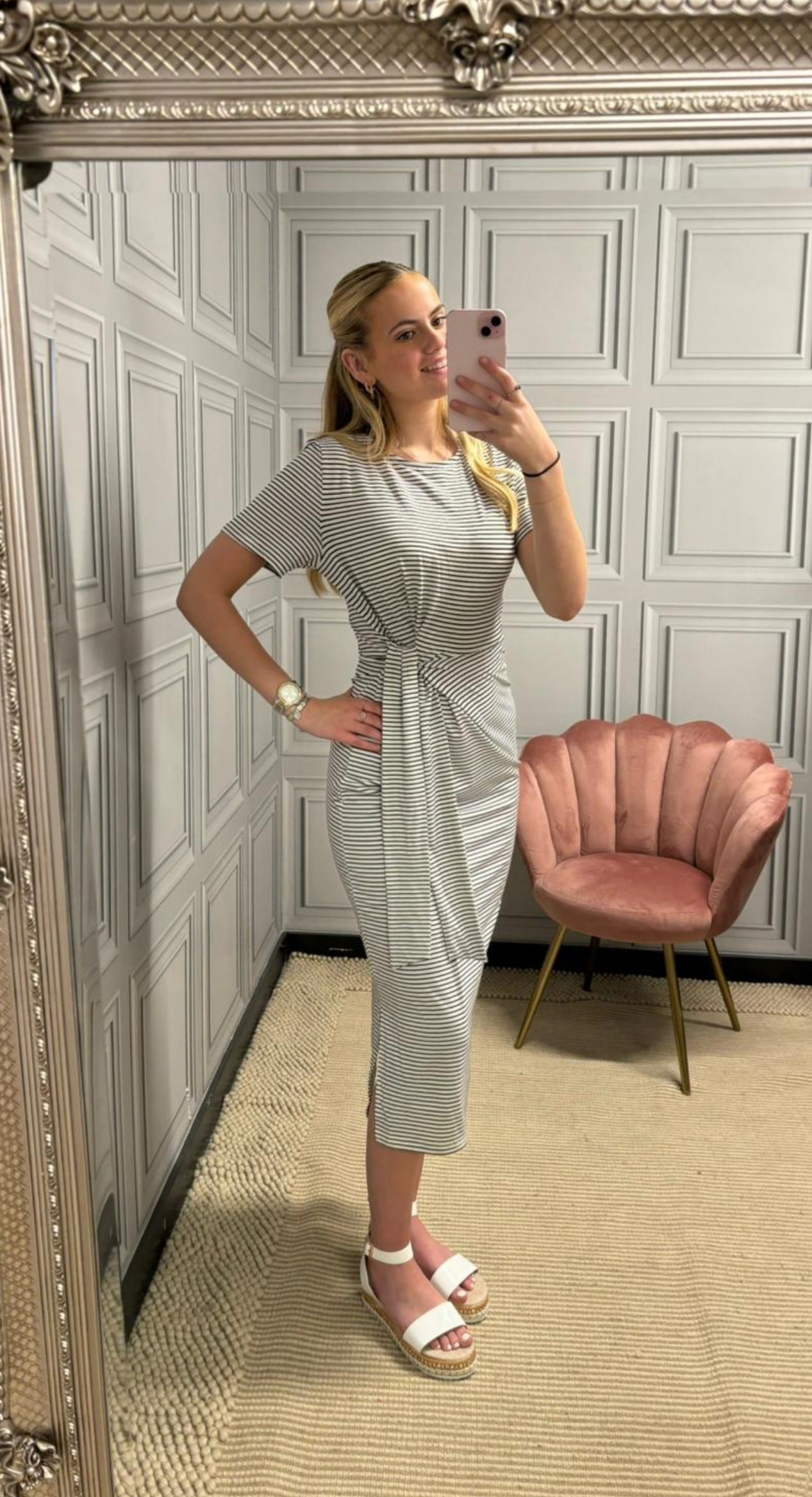 Tie side stripe Jersey dress