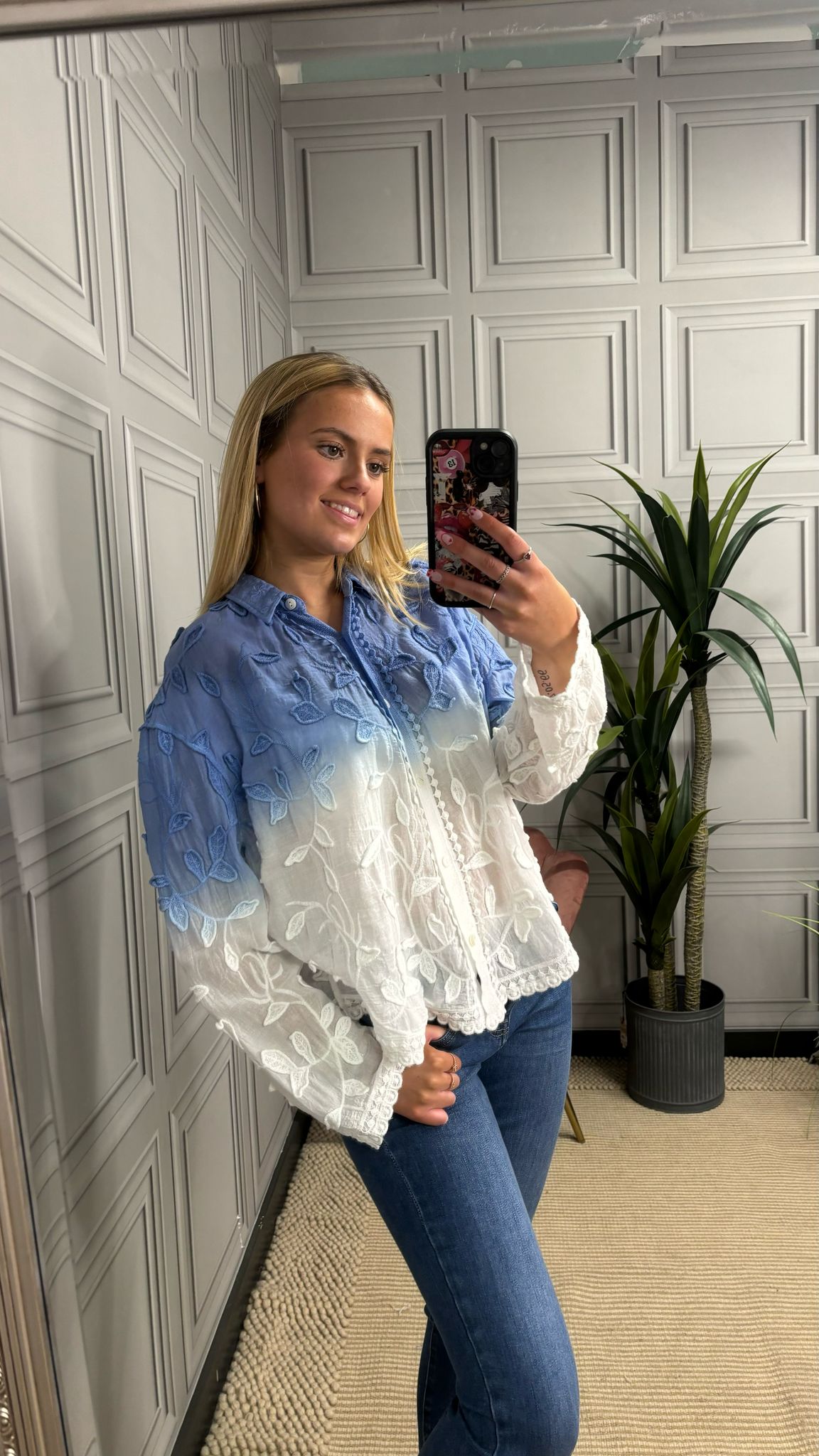 Blue and white ombré shirt