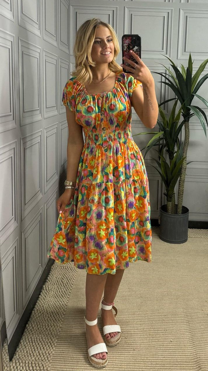 Our Summer orange blossom- Bright Orange Floral Dress